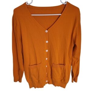 Women's Orange Cardigan Sweater